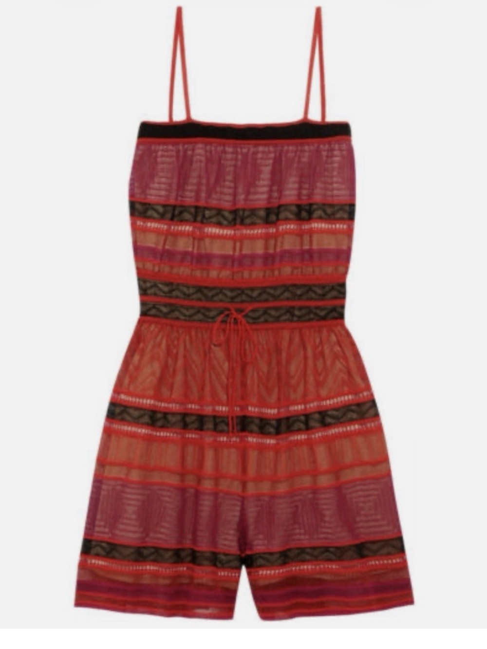 Missoni Knit Crochet Red Raspberry Romper Jumpsuit